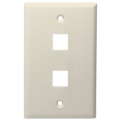 DataComm Keystone Wallplate, 1-Gang, 2-Port, Light Almond